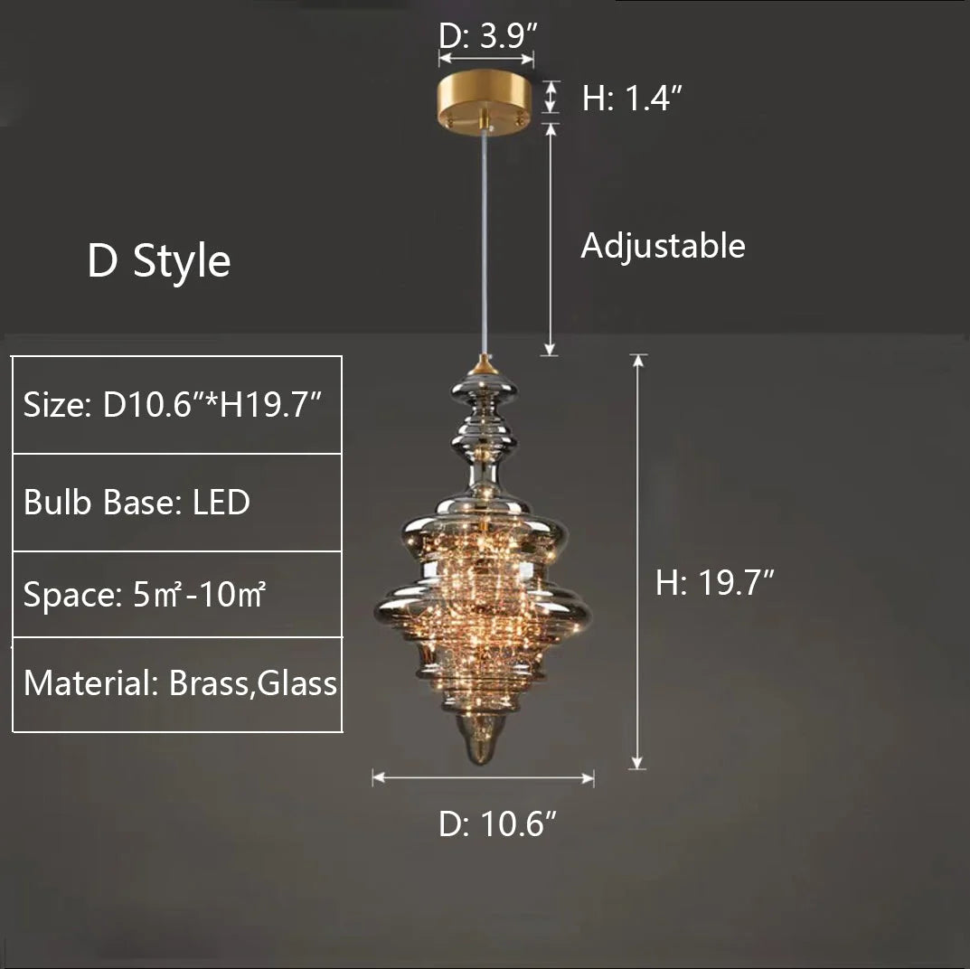 Pendant Lamp Gray Glass Starry Sky Copper Fixture