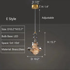 Pendant Lamp Gray Glass Starry Sky Copper Fixture