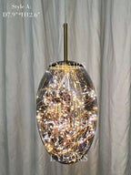 Pendant Lamp Gray Glass Starry Sky Copper Fixture