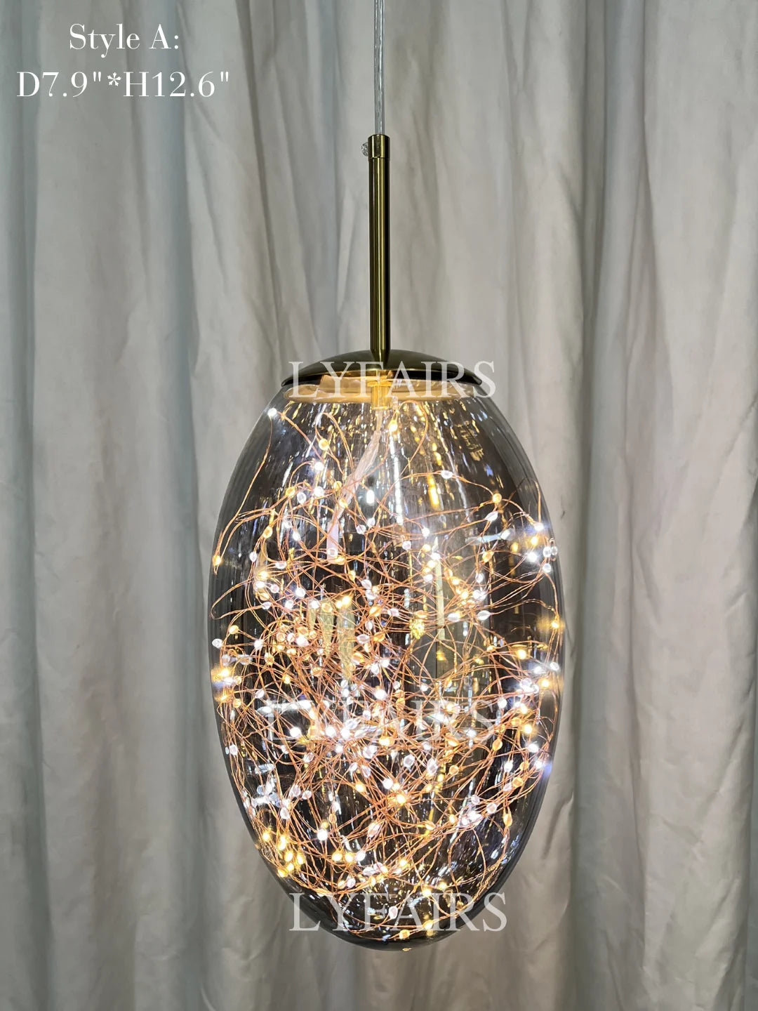 Pendant Lamp Gray Glass Starry Sky Copper Fixture