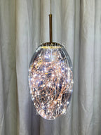 Pendant Lamp Gray Glass Starry Sky Copper Fixture