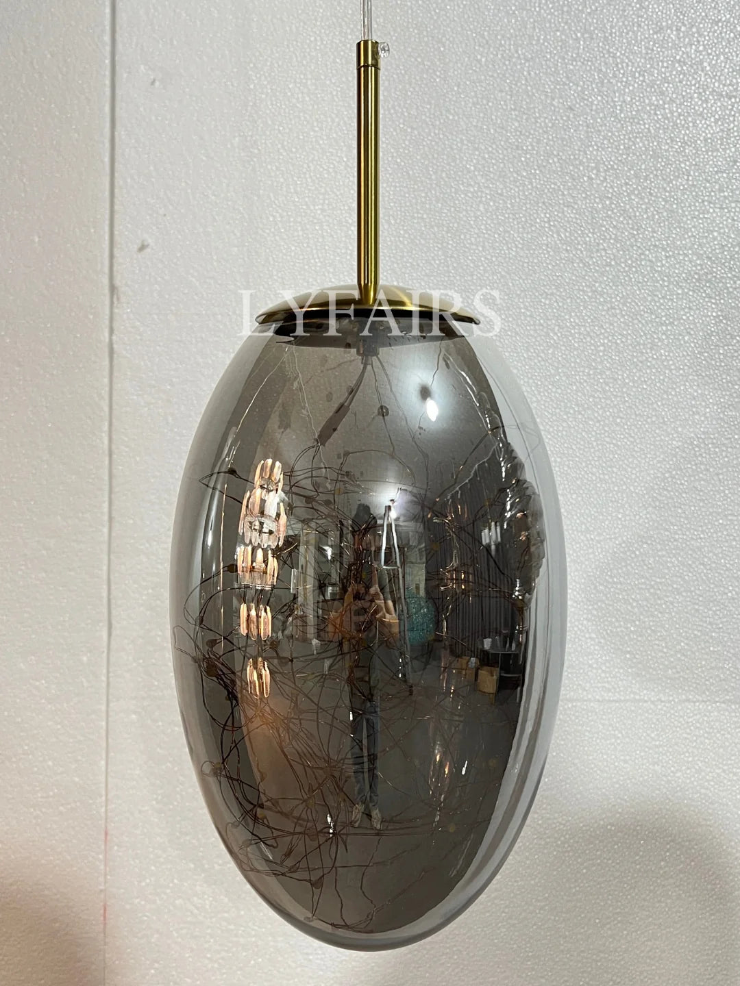 Pendant Lamp Gray Glass Starry Sky Copper Fixture
