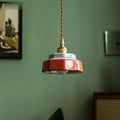 Pendant Lamp Hand-Painted Ceramic Copper Fitting & Warm LED