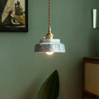 Pendant Lamp Hand-Painted Ceramic Copper Fitting & Warm LED