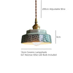 Pendant Lamp Hand-Painted Ceramic Copper Fitting & Warm LED