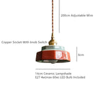 Pendant Lamp Hand-Painted Ceramic Copper Fitting & Warm LED