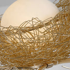 Pendant Lamp Hand-Woven Nest & Milky Glass Globe