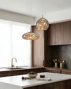 Pendant Lamp Handcrafted Smoky Glass Adjustable Cord