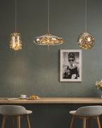 Pendant Lamp Handcrafted Smoky Glass Adjustable Cord