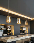 Pendant Lamp Handcrafted Smoky Glass Adjustable Cord