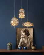 Pendant Lamp Handcrafted Smoky Glass Adjustable Cord