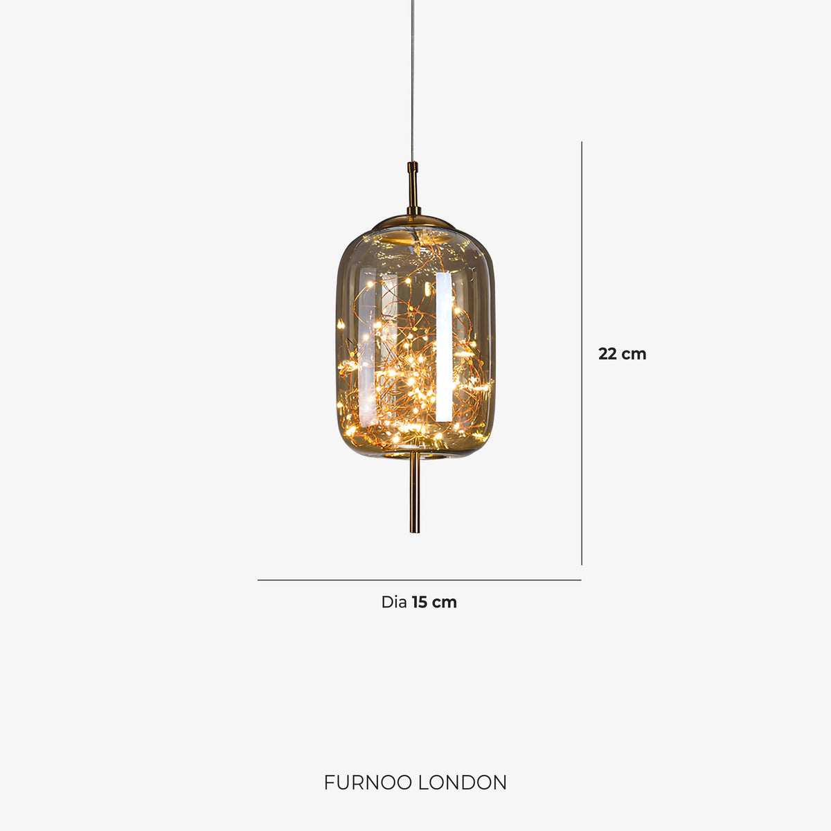Pendant Lamp Handcrafted Smoky Glass Adjustable Cord