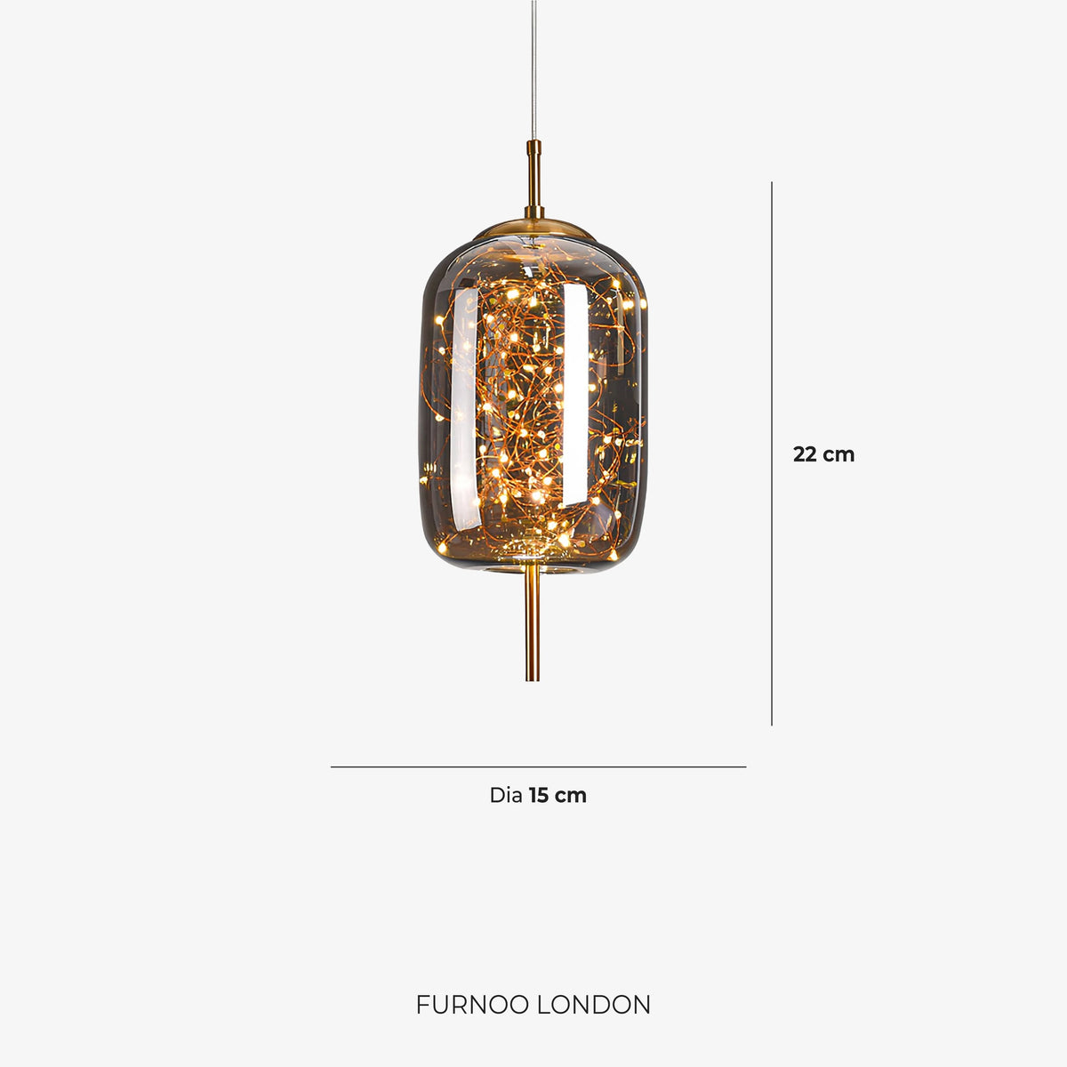Pendant Lamp Handcrafted Smoky Glass Adjustable Cord