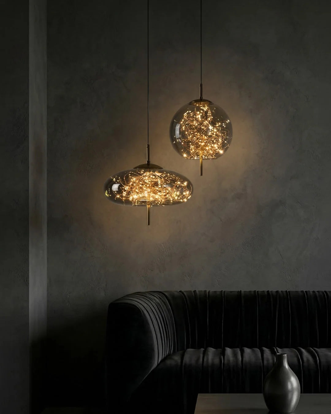 Pendant Lamp Handcrafted Smoky Glass Adjustable Cord