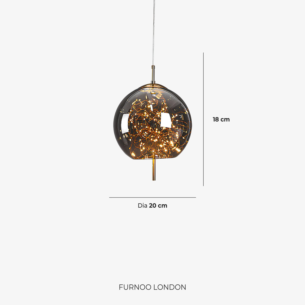 Pendant Lamp Handcrafted Smoky Glass Adjustable Cord