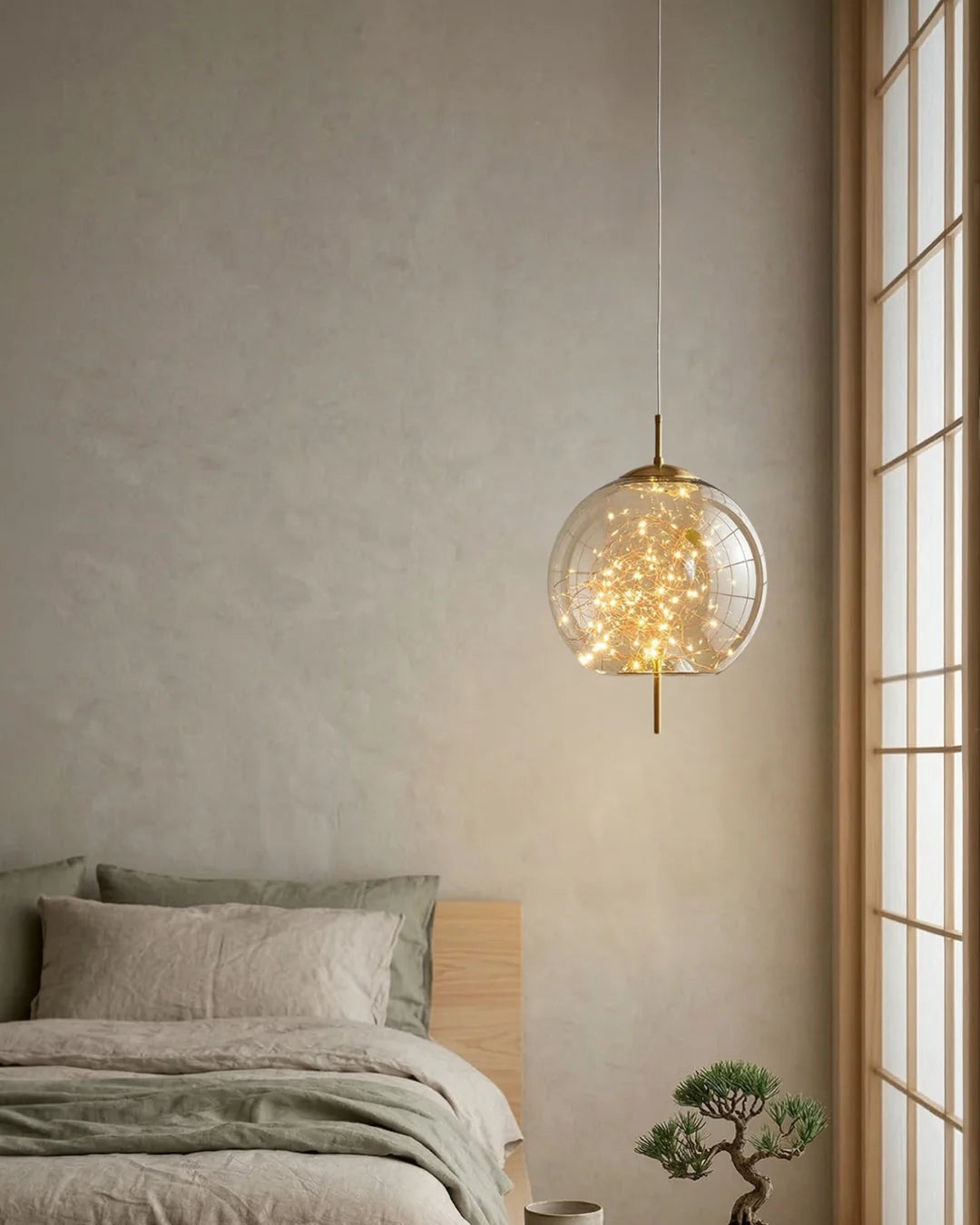 Pendant Lamp Handcrafted Smoky Glass Adjustable Cord