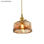 Pendant Lamp Handmade Glass Shade Brass & Copper Fixture
