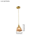 Pendant Lamp Handmade Glass Shade Brass & Copper Fixture