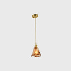 Pendant Lamp Handmade Glass Shade Brass & Copper Fixture