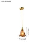 Pendant Lamp Handmade Glass Shade Brass & Copper Fixture