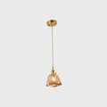 Pendant Lamp Handmade Glass Shade Brass & Copper Fixture
