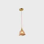 Pendant Lamp Handmade Glass Shade Brass & Copper Fixture