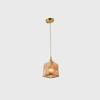 Pendant Lamp Handmade Glass Shade Brass & Copper Fixture