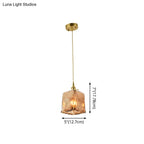 Pendant Lamp Handmade Glass Shade Brass & Copper Fixture