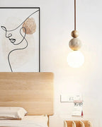 Pendant Lamp Japandi Natural Stone Matte Glass Globe
