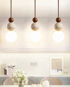 Pendant Lamp Japandi Natural Stone Matte Glass Globe