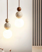Pendant Lamp Japandi Natural Stone Matte Glass Globe