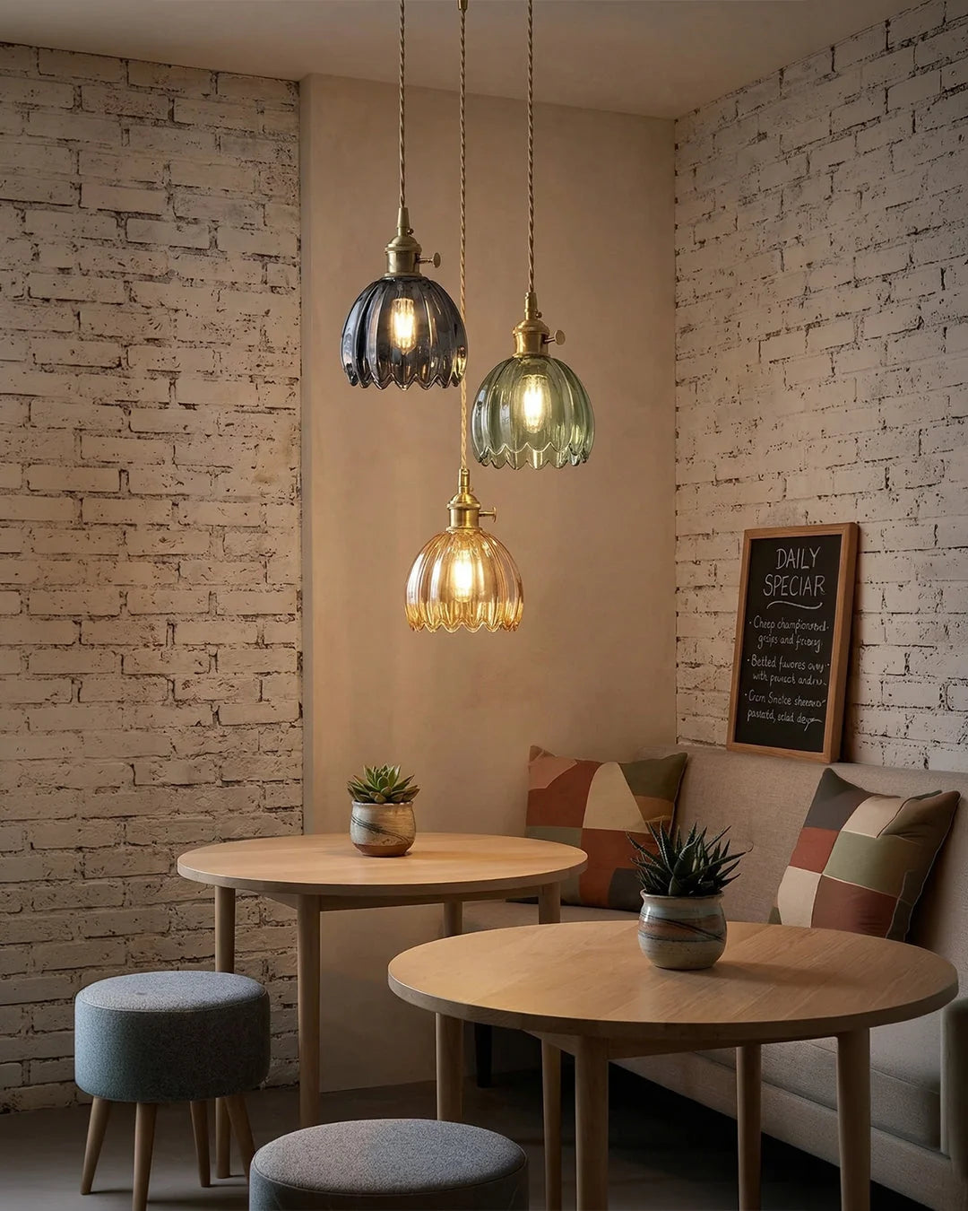 Pendant Lamp Japanese-Inspired Flower-Shaped Glass Diffused Light