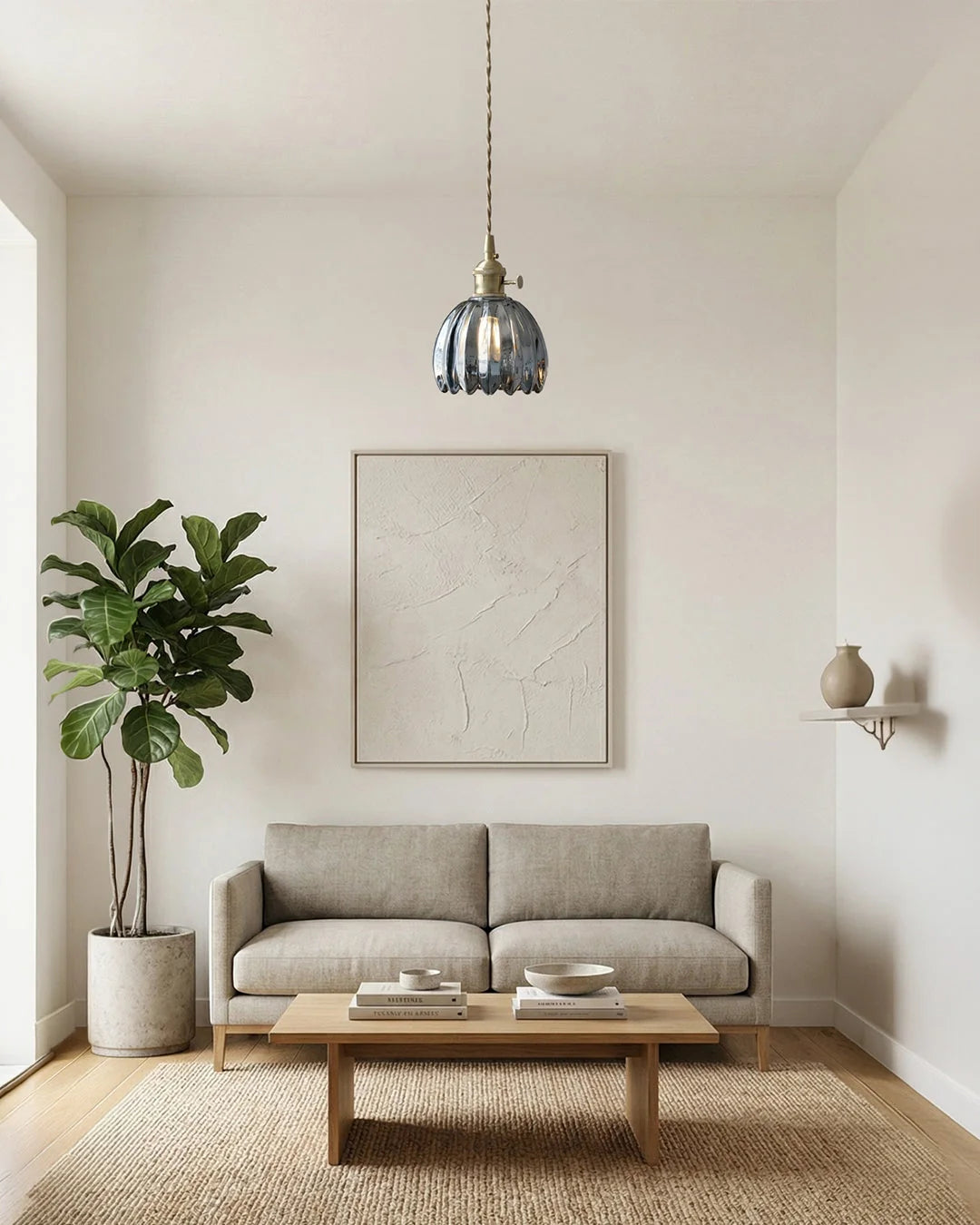 Pendant Lamp Japanese-Inspired Flower-Shaped Glass Diffused Light