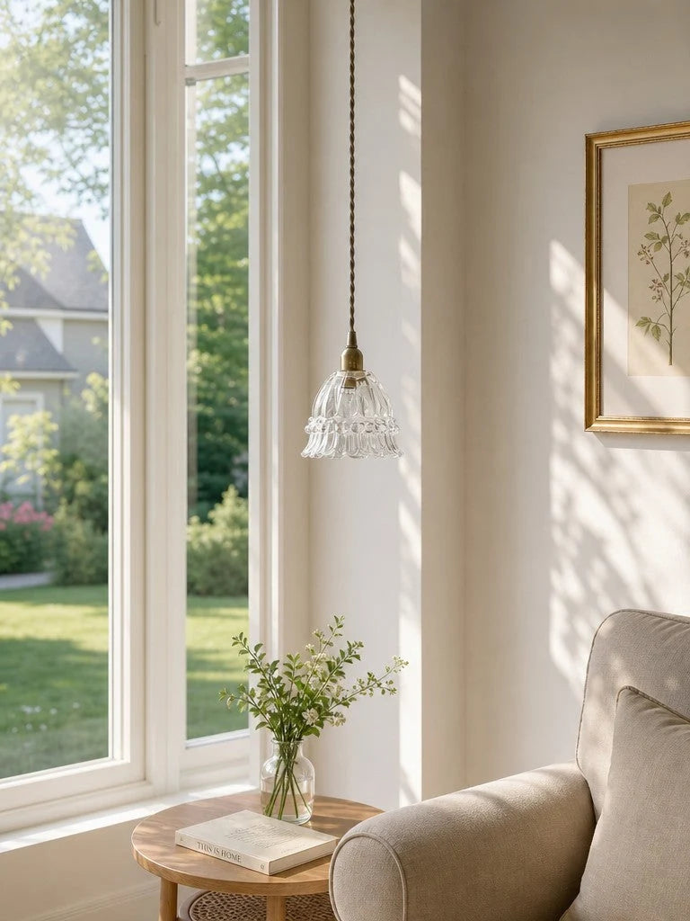 Pendant Lamp Jellyfish Glass Amber Or Transparent Optional Walnut