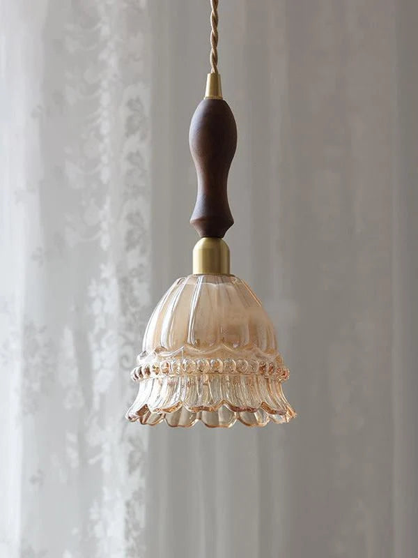 Pendant Lamp Jellyfish Glass Amber Or Transparent Optional Walnut