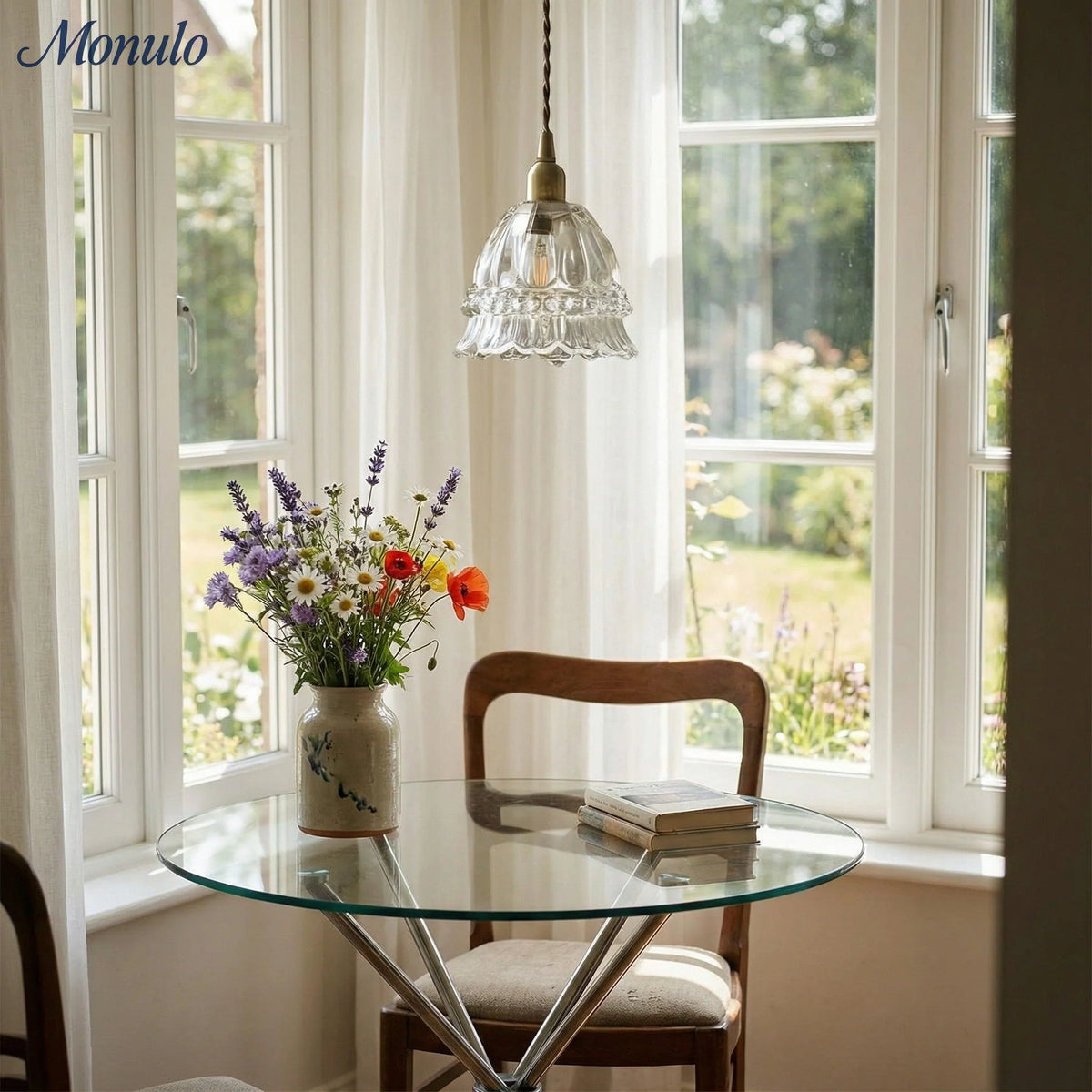 Pendant Lamp Jellyfish Glass Amber Or Transparent Optional Walnut
