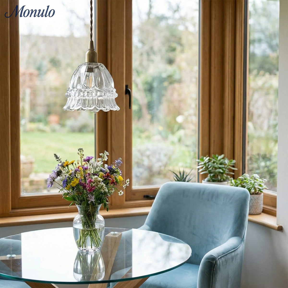 Pendant Lamp Jellyfish Glass Amber Or Transparent Optional Walnut