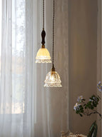 Pendant Lamp Jellyfish Glass Amber Or Transparent Optional Walnut