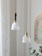 Pendant Lamp Jellyfish Glass Amber Or Transparent Optional Walnut