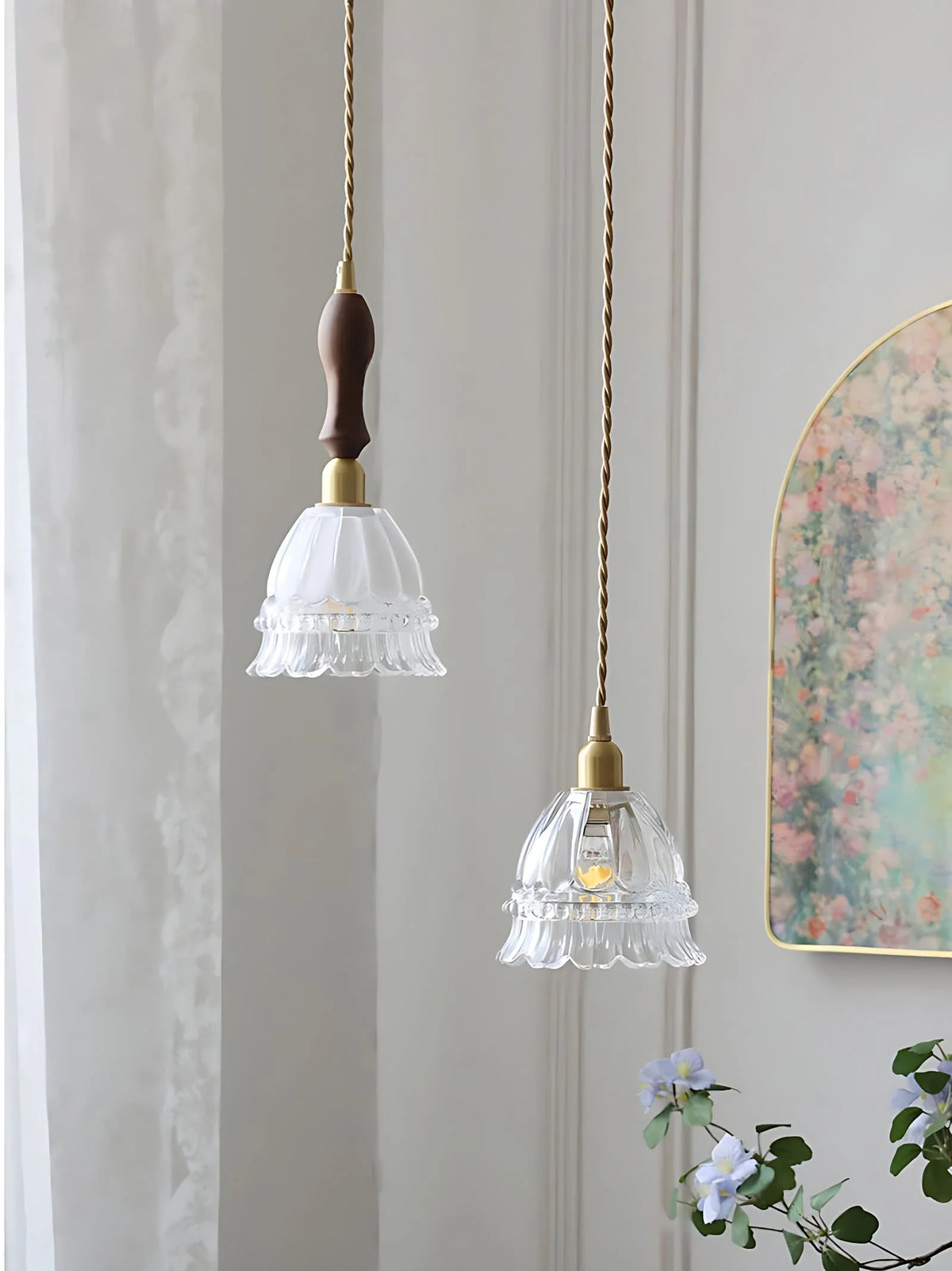 Pendant Lamp Jellyfish Glass Amber Or Transparent Optional Walnut