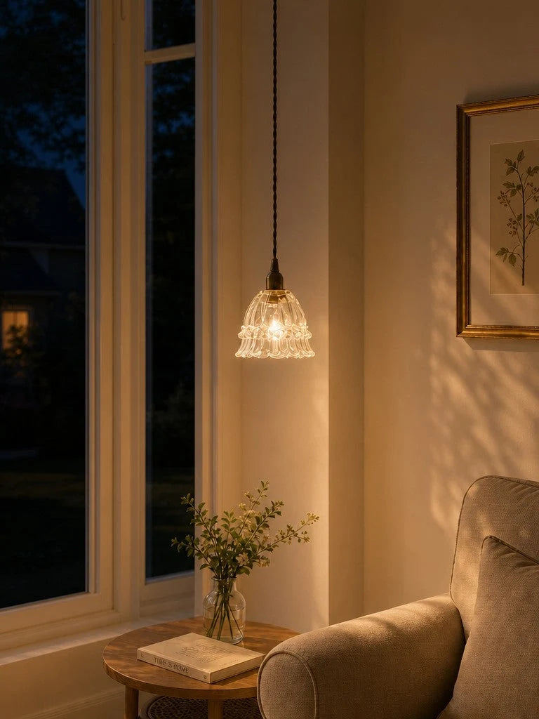 Pendant Lamp Jellyfish Glass Amber Or Transparent Optional Walnut