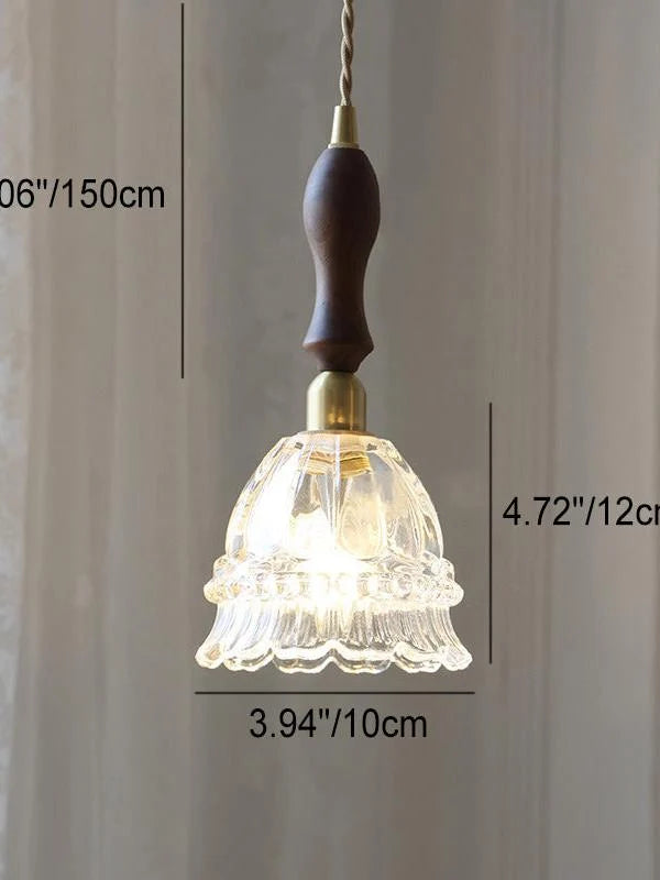 Pendant Lamp Jellyfish Glass Amber Or Transparent Optional Walnut