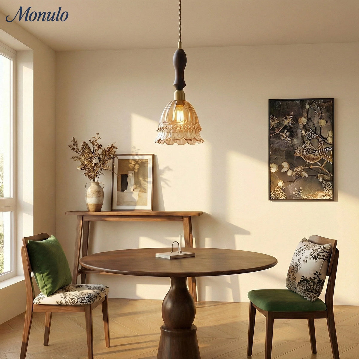 Pendant Lamp Jellyfish Glass Amber Or Transparent Optional Walnut
