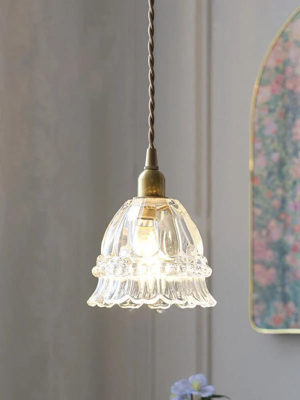 Pendant Lamp Jellyfish Glass Amber Or Transparent Optional Walnut