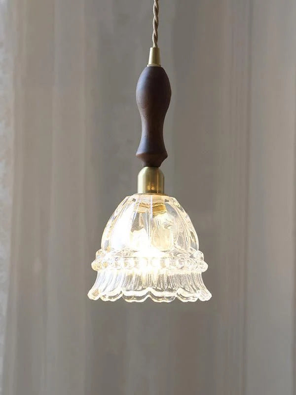 Pendant Lamp Jellyfish Glass Amber Or Transparent Optional Walnut