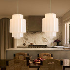 Pendant Lamp Layered Opal Glass Antique Brass Adjustable Cord