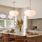 Pendant Lamp Layered Opal Glass Antique Brass Adjustable Cord