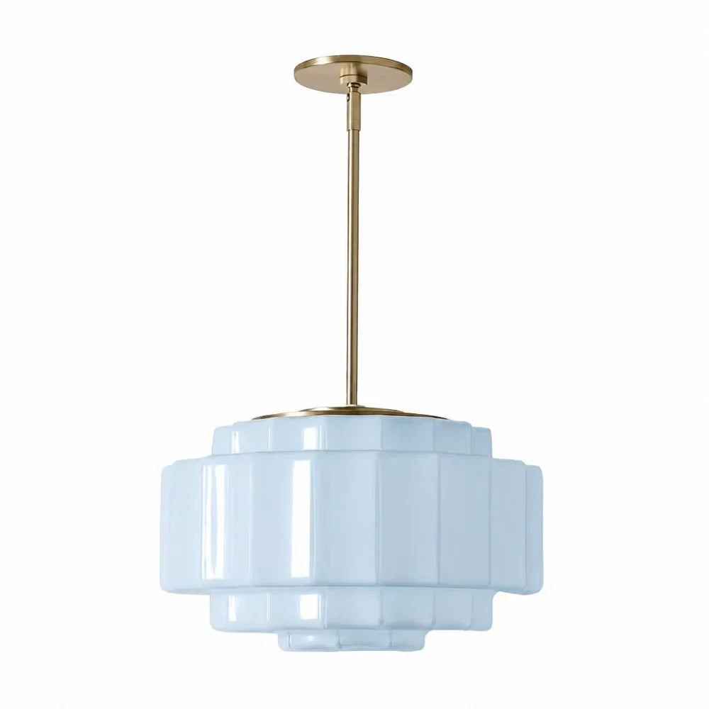 Pendant Lamp Layered Opal Glass Antique Brass Adjustable Cord
