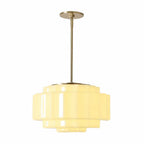 Pendant Lamp Layered Opal Glass Antique Brass Adjustable Cord