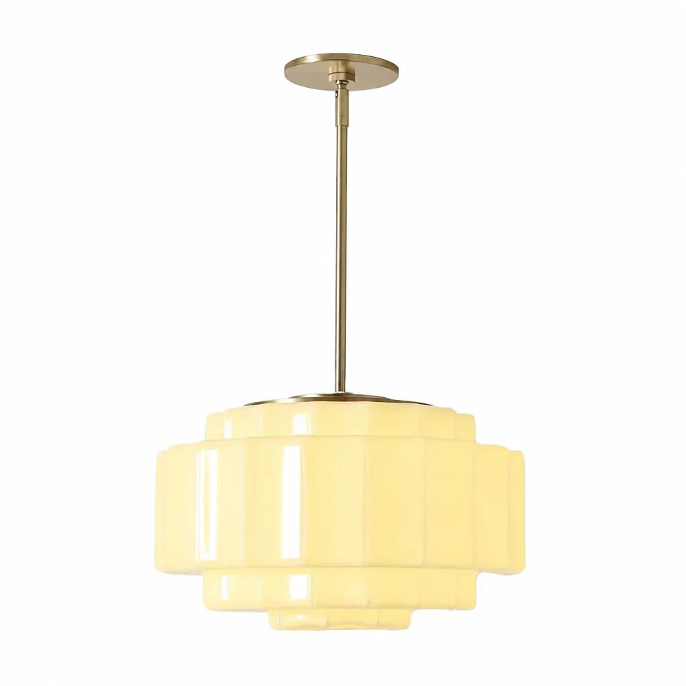 Pendant Lamp Layered Opal Glass Antique Brass Adjustable Cord